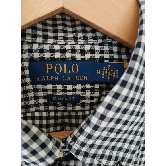 Polo Ralph Lauren Classic Fit Button Down Shirt Size Medium Black Gingham Work - Picture 5 of 9